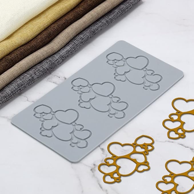 TUKE 3D Leaves Silicone Molds Flower Cake Fondant Mat Bee Leaf Pastry Moulds Rose Impression Chocolate Hollow Lace Mold (Love_8.8x4.6x0.12inch_D)