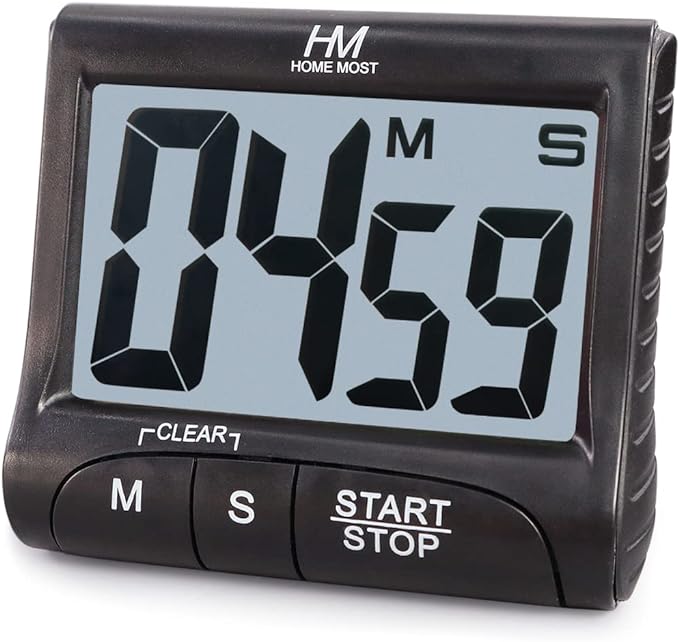 3" Large Display Kitchen Timer - Digital Timer Magnetic Back Loud Alarm On A Rope- Black Cooking Timers For Kitchen Teachers Students Games Kids Meetings -Sports Timers For Workouts Exercise