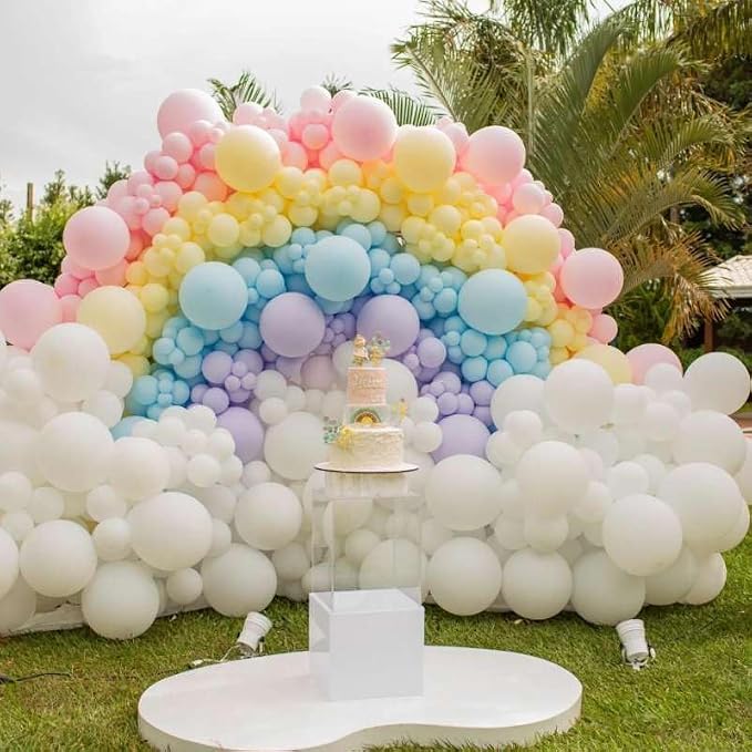 450Pcs Pastel Balloons Garland Arch Kit - 18 12 10 5 Inch Different Sizes Colorful Macaron Assorted Colors Latex Balloon for Baby Shower Girls Spring Birthday Easter Party Decorations