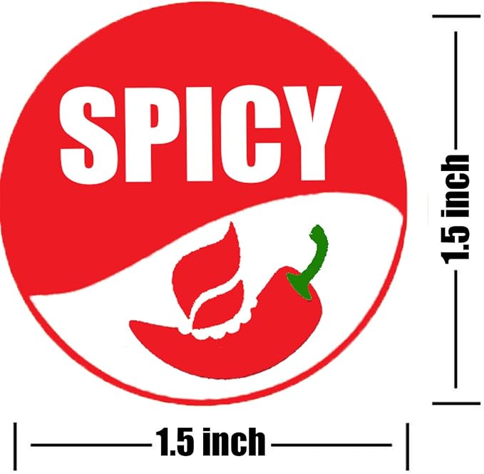 Spicy Stickers, 1.5 Inch Grocery Store Food Warning Spicy Labels Adhesive Stickers 500 Pcs