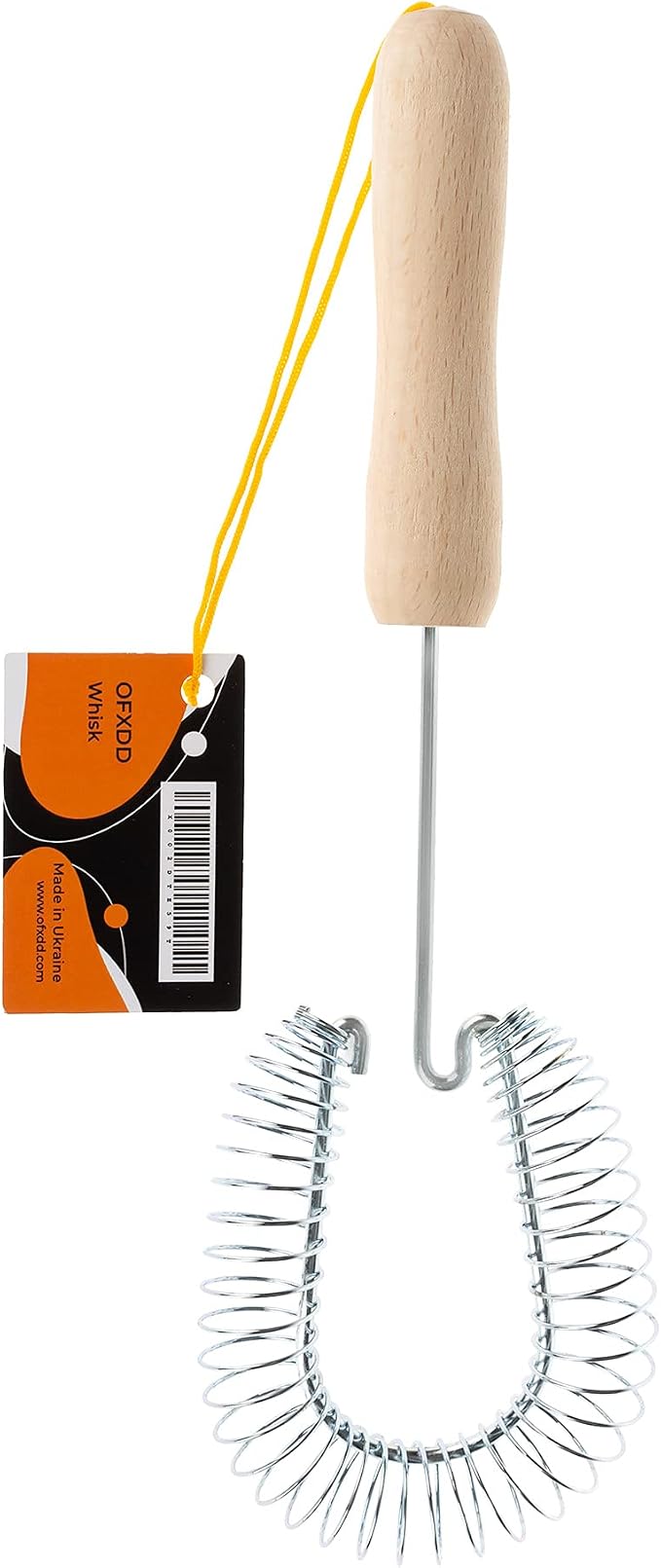 Stainless Steel Spiral Wire Whisk - Heavy Duty Coil Sauce & Gravy Whipper - Wooden Handheld Egg Whisks