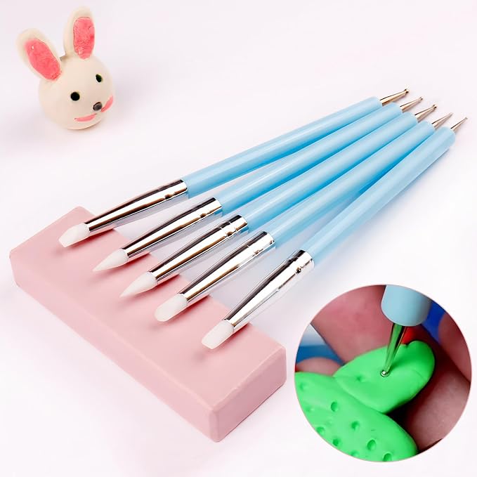 DIYOOHOMY 9 Pcs Polymer Clay Tools, Ball Stylus Silicone Sculpting Tools for Pottery Rock Dot Painting Nail Art Blending Clay Carving Ceramic Drawing DIY Craft Modeling