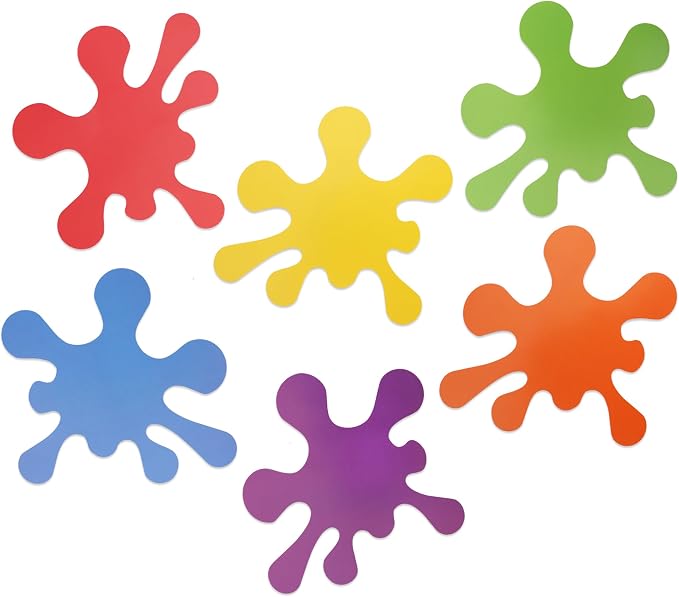 Vuzvuv 48 Pcs Colorful Paint Splatter Paper Cutouts for Art Sticker Painting Splatter Theme Birthday Party Decorations Bulletin Board Classroom Decor for School Party Supplies for Craft Wall Decor