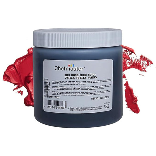 Chefmaster Red Red Gel Food Coloring | Vibrant Color | Professional-Grade Dye for Icing, Frosting, Fondant | Baking & Decorating | Fade-Resistant | Easy-to-Use | Made in USA | 20 oz