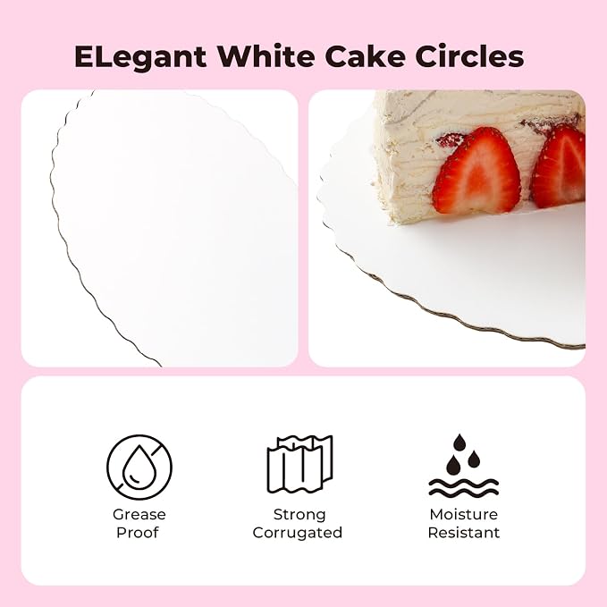 Fit Meal Prep 20 Pack Cake Boards, 10 Inch Round White Cake Circles, Disposable Pizza Circles Cake Pan Base Stand for Desserts and Pastries, Greaseproof Cardboard Cake Rounds for Cake DIY, Birthday