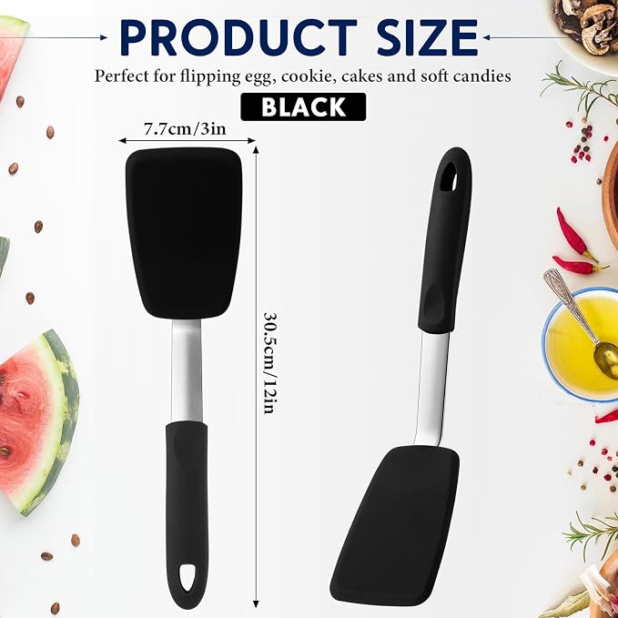 Medium Silicone Spatula Flexible Silicone Cookie Spatula Heat Resistant Medium Pancake Turner for Kitchen Use Nonstick Cookware No Scratch Cooking Flipper for Egg Pancake