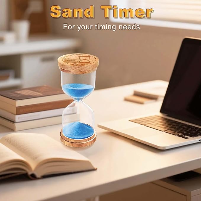CNCJ Wooden Hourglass Sand Timer, 3 Minute Blue Sand Watch Reloj De Arena for Desk Decor Kitchen Classroom Office Study Home Decoration