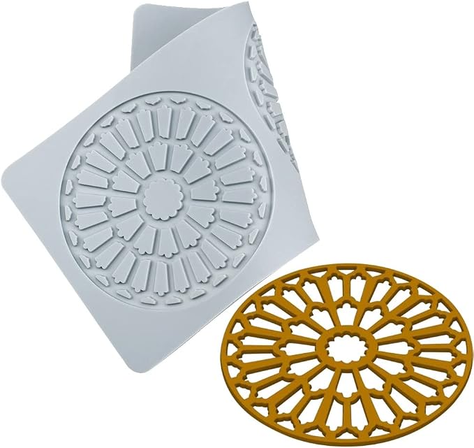 TUKE 3D Leaves Silicone Molds Flower Cake Fondant Mat Bee Leaf Pastry Moulds Rose Impression Chocolate Hollow Lace Mold (Circular_8.88x4.6x0.12inch_B)