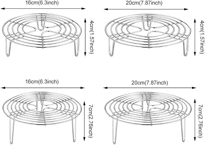 Round Steamer Rack and Cooling Rack,Stainless Steel Pot Trivet, Wire Steamer Kettle Rack Holder, Fit for Pots Cookware Pressure-Cooker Pans Up (16x4cm/6.3x1.57inch)
