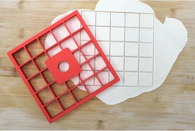 Mighty Gadget 25x1”x1"" Multi Squares Cookie Cutter (5 x 5 in) | Food Safe Material | Sturdy Design | Durable and Reusable, large, Red