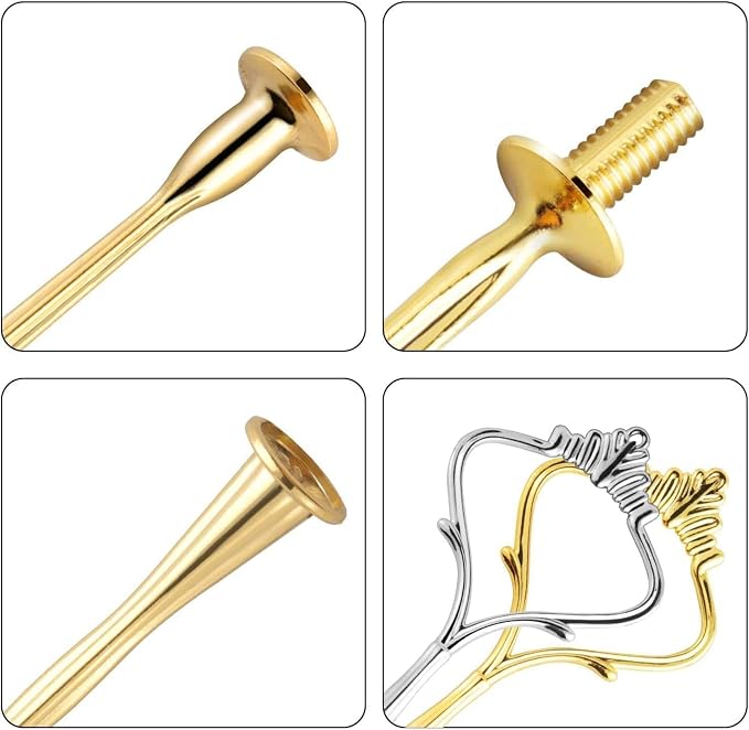 BetterJonny 6 Sets 3 Tier Cake Plate Stand Handle, Cake Stand Hardware Handle Fittings Holder for Wedding and Party Making Dessert Platter Stand