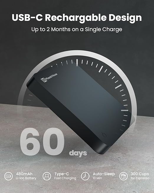 Maestri House S1 Air Ultra-Slim Espresso Coffee Scale with Timer, 0.1g Precision Shot Scale with Auto Tare & 3 Smart Brew Modes, Rechargeable Digital Scale for Espresso & Pour Over