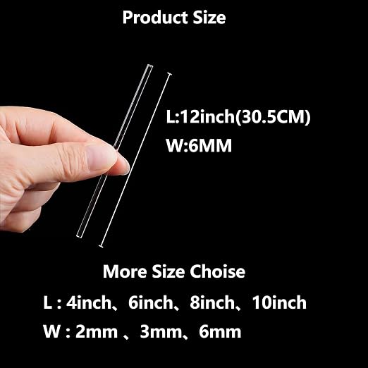 DaTpuik 5 Pcs 1/4x12 Inch Clear 6mm Diameter Acrylic Dowel Rods for DIY Crafts Acrylic Round Rods Strip Sticks Cake Topper Rod for DIY Handwork Supplies