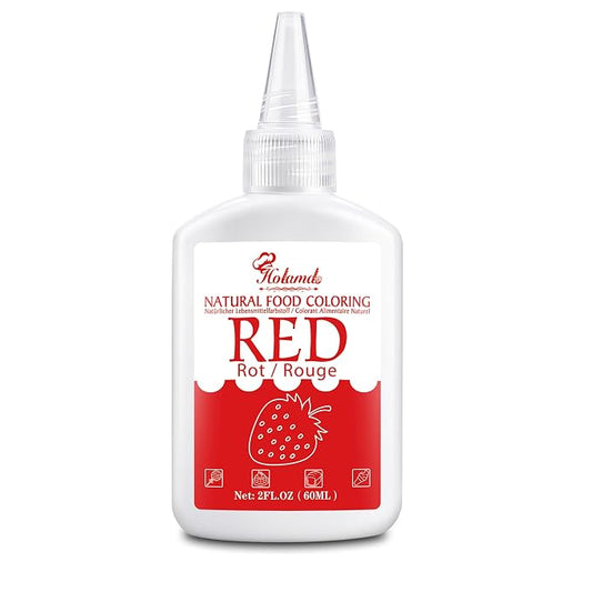 Natural Food Coloring - 2oz Plant-Based Liquid Food Dye, FD&C Dye Free, Gluten Free Vegan Non-GMO, No Dairy Nut Egg Sugar, for Baking Cake Decorating Icing Frosting Fondant Easter Eggs Drinks (Red)