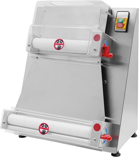 Pizza Dough Roller Sheeter, 4-16" Commercial Electric Automatic Pizza Press Making Machine, 110V 370W Stainless Steel Dough Machine Adjustable Thickness for Noodle Pizza and Pasta Maker Equipment