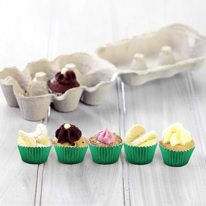 Cupcake Liners Green,GOLF Standard Size Green Foil Cupcake Liners Wrappers Metallic Baking Cups,Muffin Paper Cases, 100 Pack