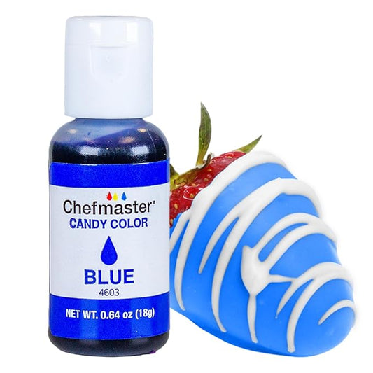 Chefmaster Blue Candy Color | True-Tone Shades | Oil-Based | Professional-Grade Dye | Chocolate, Strawberries, Cake Pops | Decorating | Easy-to-Use | Manufactured in the USA | 0.70 oz