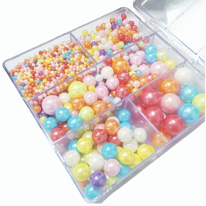 Edible Rainbow Pearl Sprinkles for Cake Decorating, Mixing 4 Sizes Sugar Pastel Sprinkles for Cake Decorating Cupcake, Ice Cream, Donuts, Macaron Toppings Supplies 90g/ 3.17oz