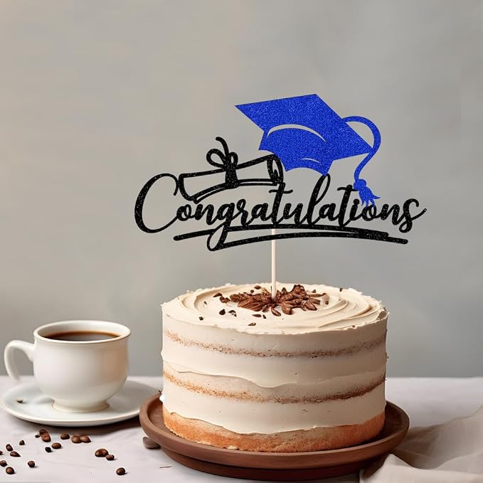 Congratulations 2026 Graduation Cake Topper,Congrats Grad Cake Decor - 2026 High School/College/Senior Graduation Party Decorations Supplies (Black and blue)