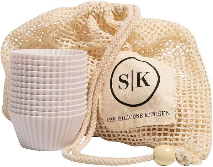 The Silicone Kitchen Reusable Silicone Baking Cups, Non-Toxic, BPA Free, Dishwasher Safe, Regular, 24 Pack, Designer White