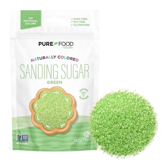 Pure Food Dye Free Green Sanding Sugar, 5 oz | Holiday Sanding Sugar | Naturally Colored Decorating Sugar Sprinkles | Colored Sugar | Great for Baking and Decorating