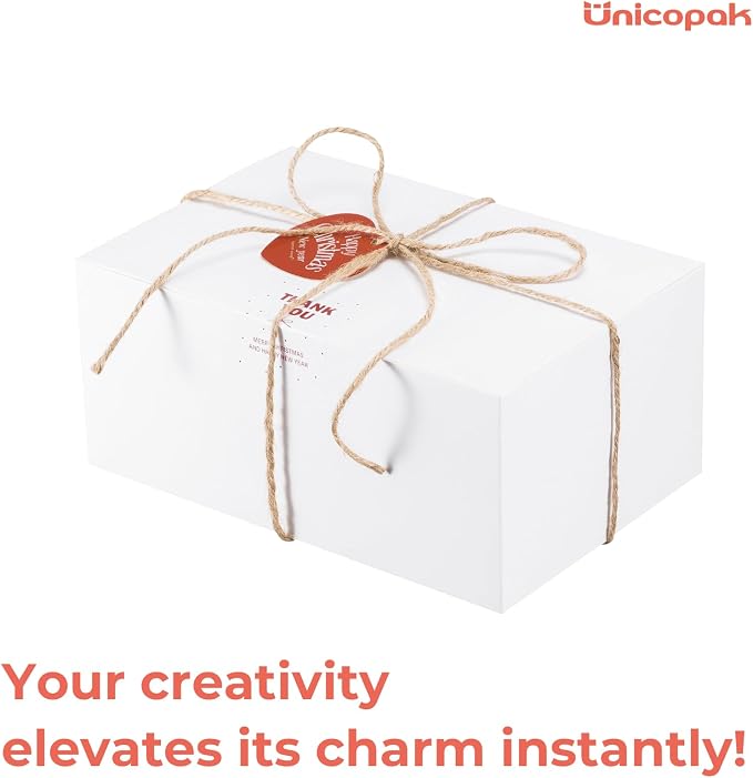 UnicoPak 6 Pack 9x6x4 Gift Boxes White Gift Boxes with Lids for Presents White Boxes Bulk for Gifts Birthday Wedding Bridesmaid Proposal Valentine Holiday Christmas