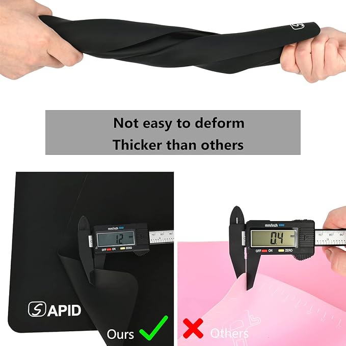SAPID Extra Large Silicone Sheet for Crafts 23.6" x 31.4", Thick Silicone Jewelry Casting Mats, Nonstick Nonslip Silicon Mat for Epoxy Resin, Art Painting, Heat Resistant Counter Mat (Black)