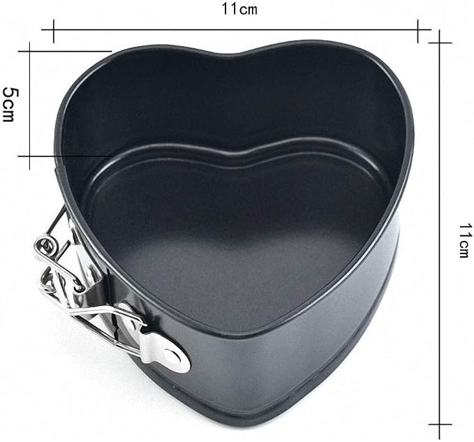 JMXC Set of 4 Mini Non-Stick Spring Pan, 4 Inch Heart Shaped Cake Pan, Sturdy Steel, Hand Wash