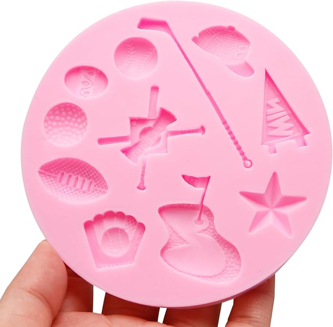 Baseball Silicone Molds 2 Pcs, Golf Balls Chocolate Candy Fondant Molds for Cake Decoration Candy Cupcake Topper Cake Polymer Clay Crafts Epoxy Resin