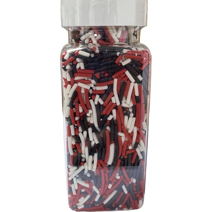 Senchanting Black Red White Jimmies Sprinkles, Edible Halloween Themed Sprinkle Mix, Thanksgiving Birthday Jimmy Sprinkles Toppers for Decorating Baking Cupcakes Cake Cookies Ice Creams Donuts Candy