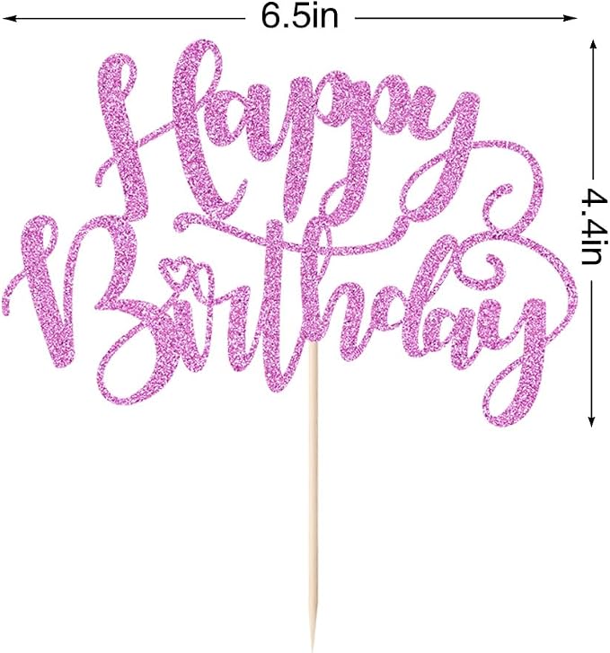 Handmade Glitter Happy Birthday Cake Topper,Birthday Party Cake Decorations, Anniversary/Birthday Party Decoration Supplies (Purple)