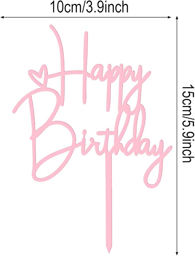 2pcs Happy Birthday Cake Toppers Pink Happy Birthday Cake Decorations Birthdays Decorations Birthdays Cake Supplies for Celebrating Anniversary Party