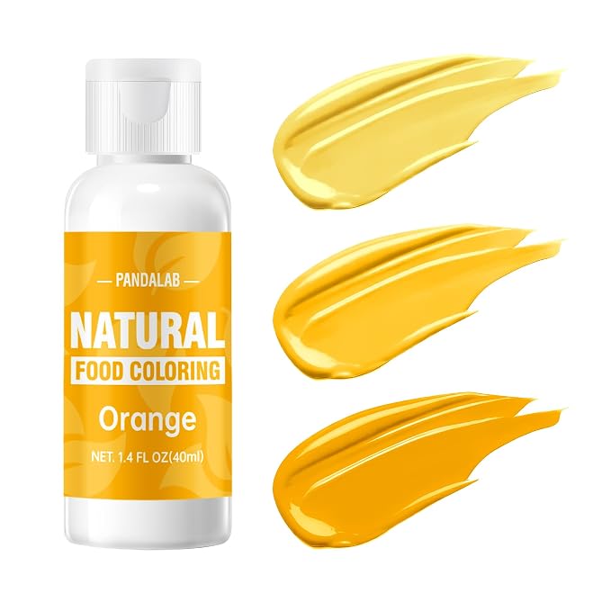 Orange Natural Food Coloring - Pandalab 40mL Plant-Based Concentrated Food Dye, No Artificial Dye, Vegan Edible Color for Baking, Cake Decorating, Icing, Frosting, Cookies, Candy, 1.4 Fl Oz