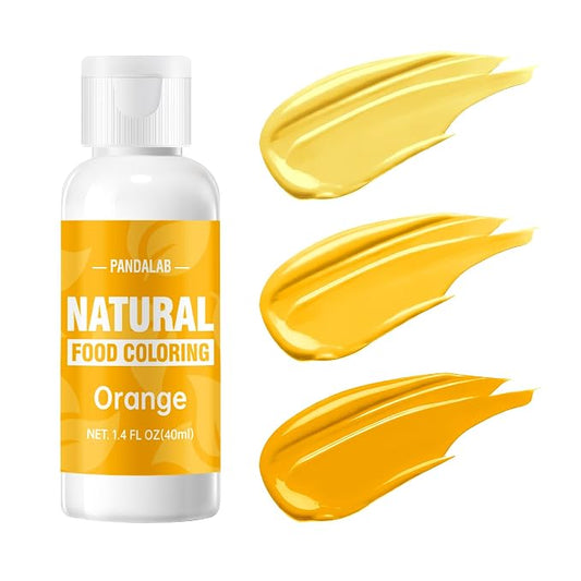 Orange Natural Food Coloring - Pandalab 40mL Plant-Based Concentrated Food Dye, No Artificial Dye, Vegan Edible Color for Baking, Cake Decorating, Icing, Frosting, Cookies, Candy, 1.4 Fl Oz