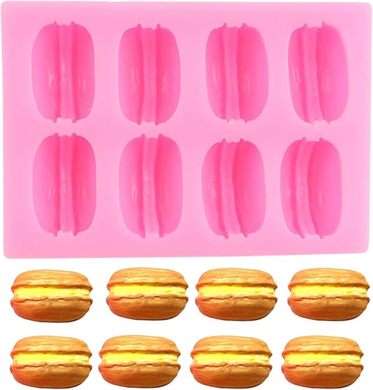 3D Macaron Hamburger Silicone Fondant Molds Macaroon Chocolate Mold for Cake Decoration Cupcake Topper Desserts Candy Gum Paste Polymer Clay