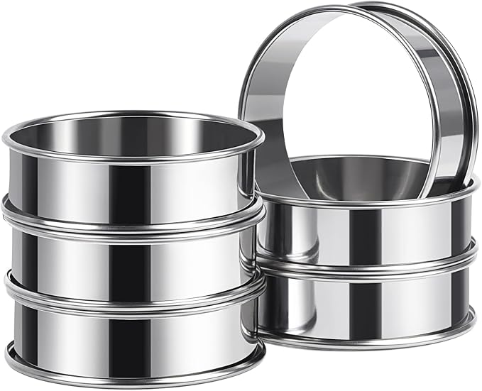 3.15inch English Muffin Rings, 6pcs Double Rolled Stainless Steel Rings Molds for Cooking English Muffin Cake Moulds Cake Rings
