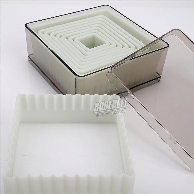 Multi-Shape Nylon Cookie Molds Round Square Star Plastic Geometry Biscuit Cutter Dough Mousse Bread Slicer DIY Bakery Utensils (Fluted Square)