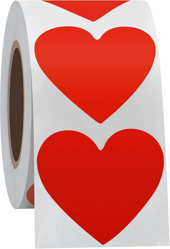 Hybsk 500pcs Red Heart Shaped Stickers 1.5 inch Labels for Party Decorations Favors Envelopes (Red)