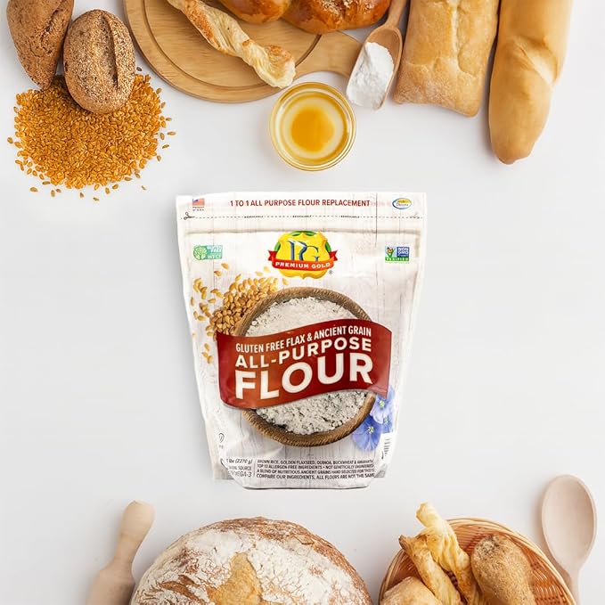 Premium Gold Gluten Free All Purpose Flour, 5 Pound, Gluten-Free, Non-GMO, Kosher, High In Fiber, Source of Omega-3, Plant-Based Protein, No Preservatives, No Additives, Ideal for Beverages & Baking