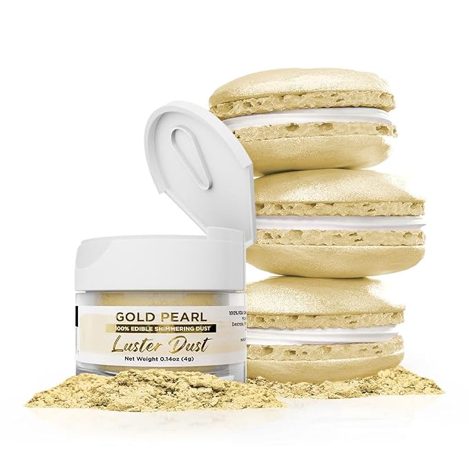 Luster Dust - Gold Pearl (4g 1x Jar) | Edible Vegan Dust & Paint for Cake Decorating, Ice Cream, Desserts, Cocktails and Beverages by Bakell