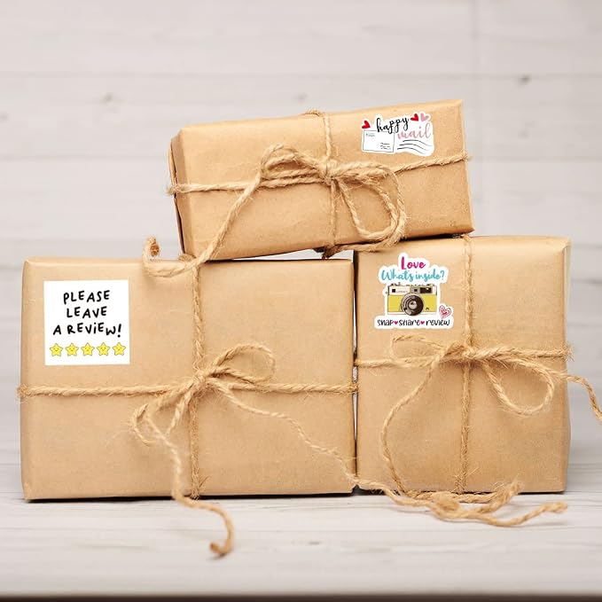 Wailozco Please Leave A Review Stickers,Funny Star Review Sticker for Mailing Envelopes Small Business Shipping Package 500 Labels Per Roll