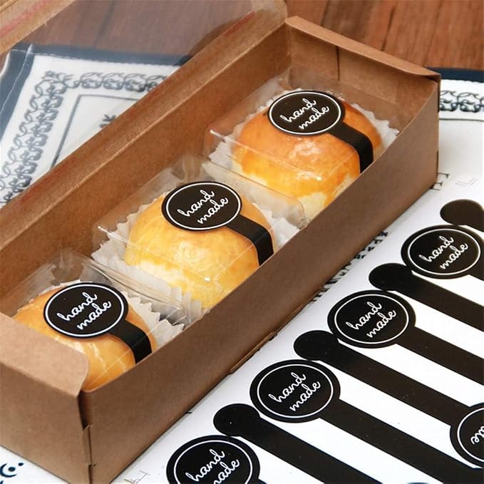 Beyonday 200pcs Handmade Lollipop Baking Stickers for Cake Box/Tins/Jars/Coffee Cups/Bottles, Long Label Lollipop Sealing Bakery Stickers for Gift Wrapping Self-Adhesive Tamper Evident Seal Labels