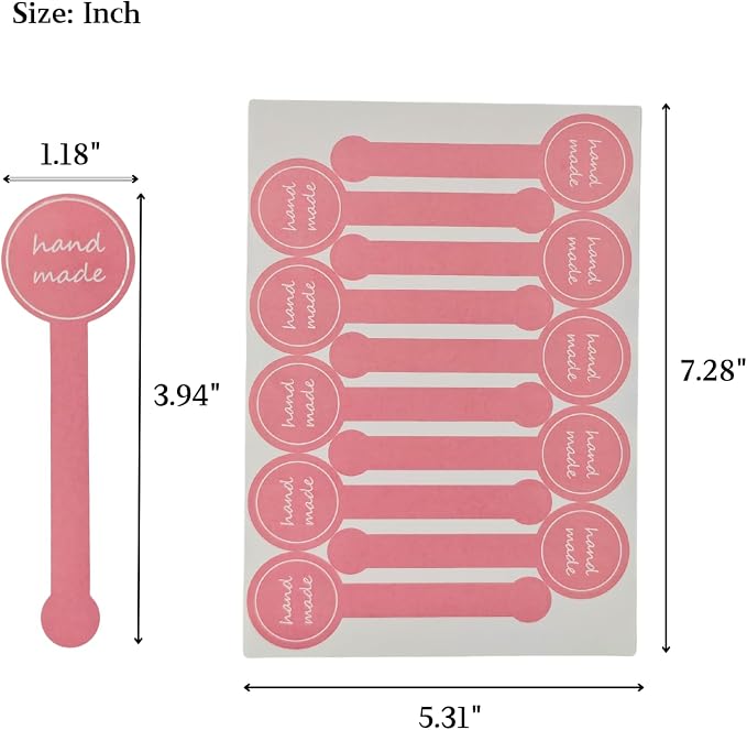 400pcs Handmade Baking Stickers, Bakery Stickers Labels for Packaging, Labels for Baked Goods, Pink + Black