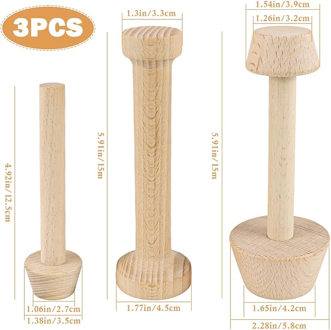 DOERDO 3Pcs Mini Tart Tamper Double Side Egg Tarts Tamper Pastry Tools for Muffin Pan Egg Tart Cheesecakes Dessert Baking