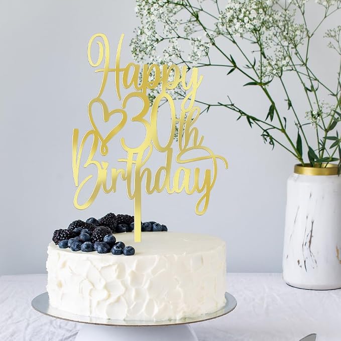 Acrylic Happy 30th Birthday Cake Topper - Cheers to 30 Years Cake Topper, 30 & Fabulous Cake Decoration for Hello 30th Birthday Anniversary Party Cake Decorations Supplies