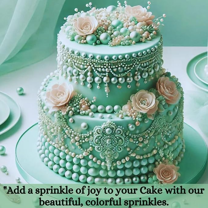 Confect Love Disco Balls Thistle Green Decorative Candy Pearls, Cake Decorating Sprinkles | Vegan, Gluten-Free, Soy-Free, Dairy-Free, Palm Oil-Free – 4.2 Oz