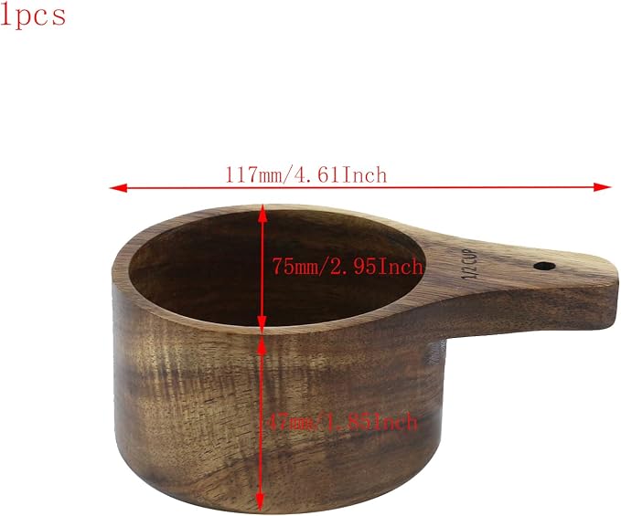 1PCS 1/2 Wooden Measuring Cup and Measuring Spoon Kit for Baking Cooking Spice Coffee Tea Milk Powder