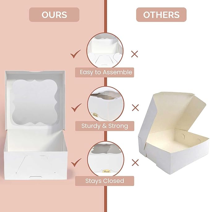 Leafiew 30 Pack 6x6x3 Bakery Boxes with Window – Small Cookie Boxes for Gift Giving – Treat Boxes for Small Cake, Pastry, Strawberries, Dessert, Candy, Charcuterie, Baked Goods and Food (White)