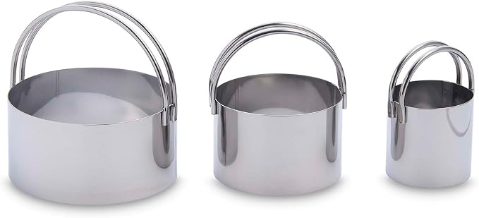 Mrs. Anderson’s Baking Biscuit Cutters with Handles, Stainless Steel, Straight-Edge Round, Set of 3-Sizes