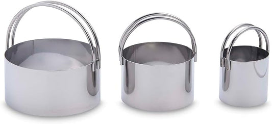 Mrs. Anderson’s Baking Biscuit Cutters with Handles, Stainless Steel, Straight-Edge Round, Set of 3-Sizes